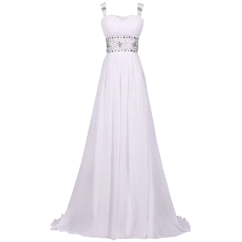 White Chiffon Beach Wedding prom party dress at Bling Brides Bouquet On line Bridal Store Tunics Hiking breathable