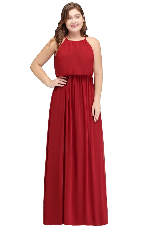 Floor Length Sleeveless A-Line Straps Plus size Evening Dresses with Ruffles Pencil Length Work