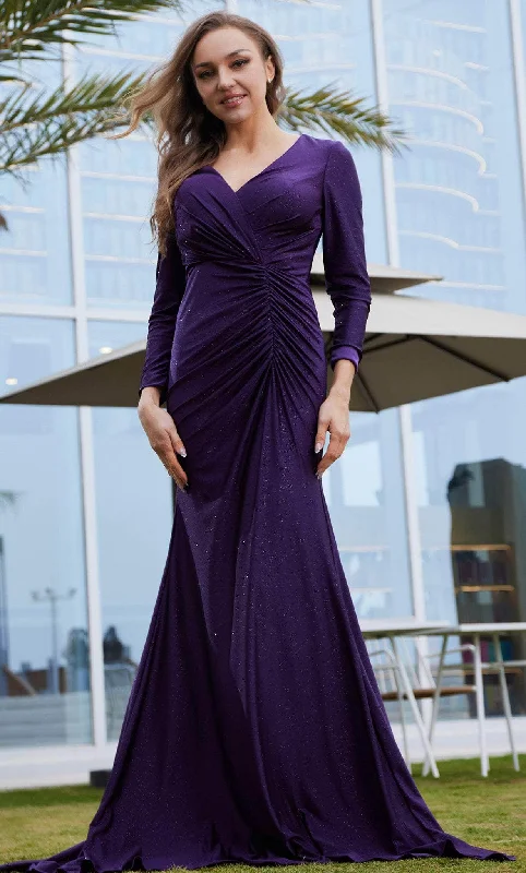 J'Adore Dresses J23007 - Long Sleeve Mermaid Evening Dress Tunics Silk luxurious