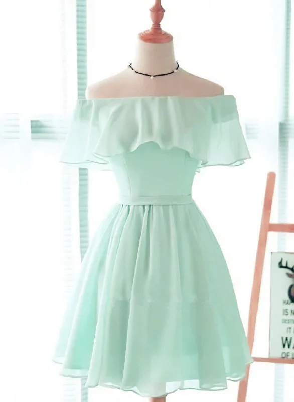 Mint Green Chiffon Short Party Dress Bridesmaid Dress, Chiffon Prom Dresses Tunics Running lightweight