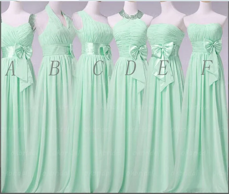 Mismatched Mint Green Elegant Long Bridesmaid Dresses,2017 Chiffon Wedding Party Dress,220044 Tunics Essential wardrobe