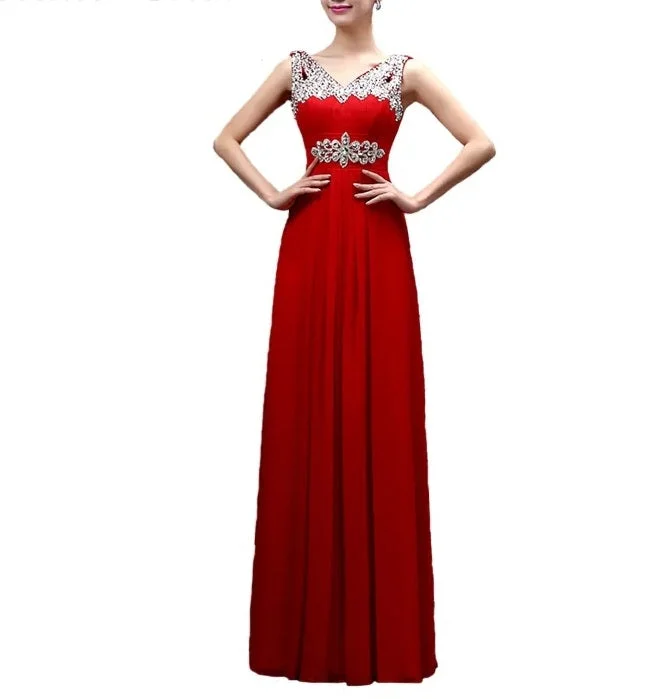 Red Evening prom Dresses Chiffon Party Dress at Bling Brides Bouquet Tunics stripes playful