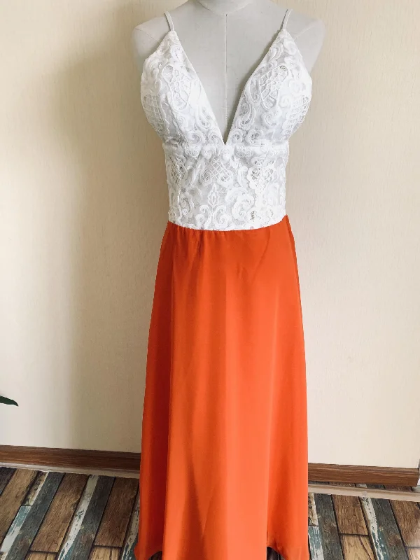 Spaghetti straps prom dress,orange party dress,maxi dress with lace,backless dress Turtleneck Warm Winter