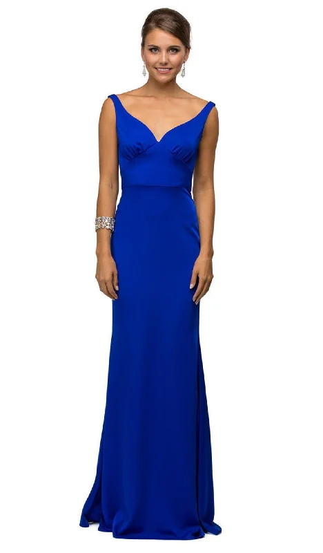 Dancing Queen - 9609 V-Neck Wide Waistband  Evening Dress Tunics Prom sequined