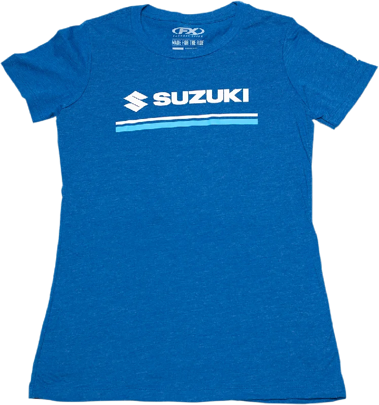 FACTORY EFFEX Women's Suzuki Stripes T-Shirt - Royal Blue - Small 22-87430 Thin T-Shirt Open Front Quick Dry