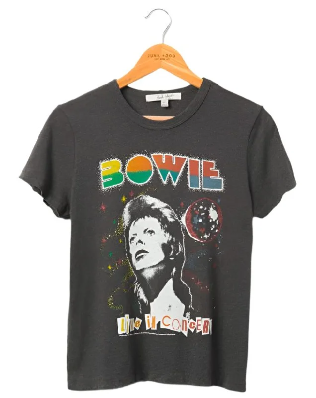 Bowie Live In Concert Rock and Roll Tee Shirt by Junk Food Boxy Fit Fitted Loose