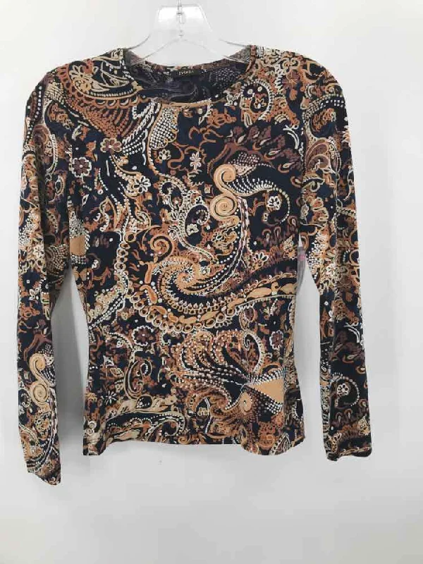 Pre-Owned Escada Brown Size 34 Long Sleeve T-shirt Print Jacquard Patchwork