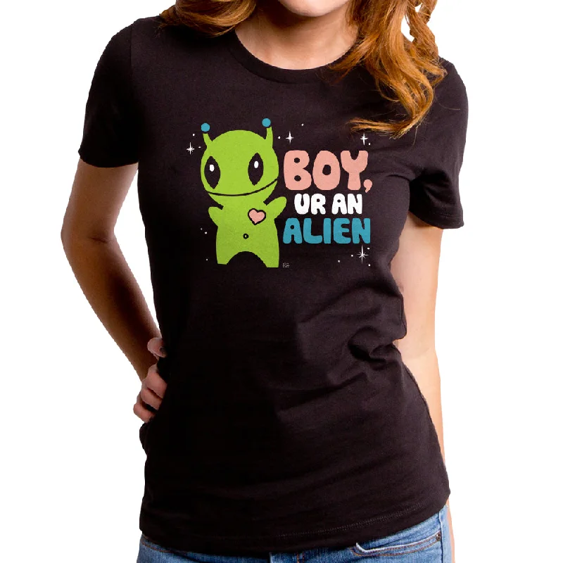 Boy Ur An Alien Women's T-Shirt Collared Crew Neck Turtle Neck