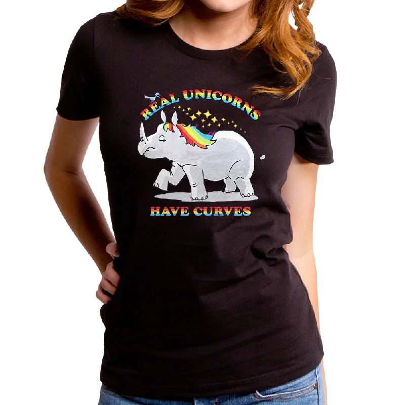 Real Unicornis Women's T-Shirt Graphic Embroidered Appliqued