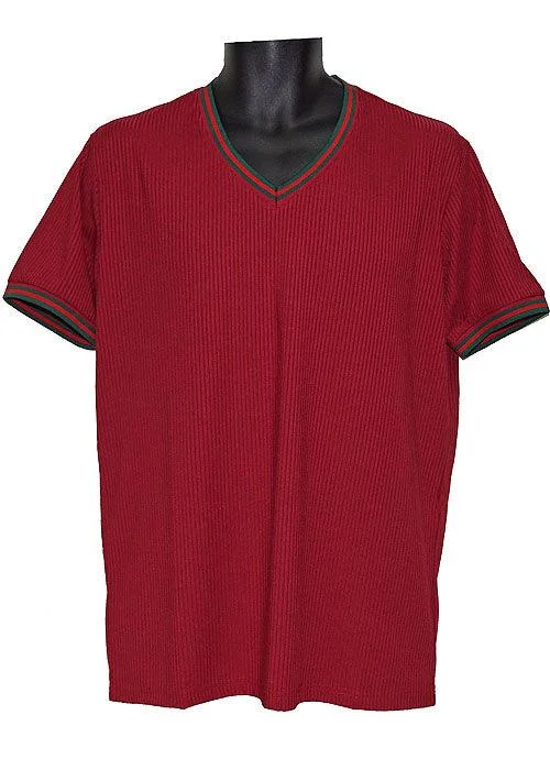 Lanzino Shirt # LP119 Burgundy Handmade Hand-knitted Hand-woven