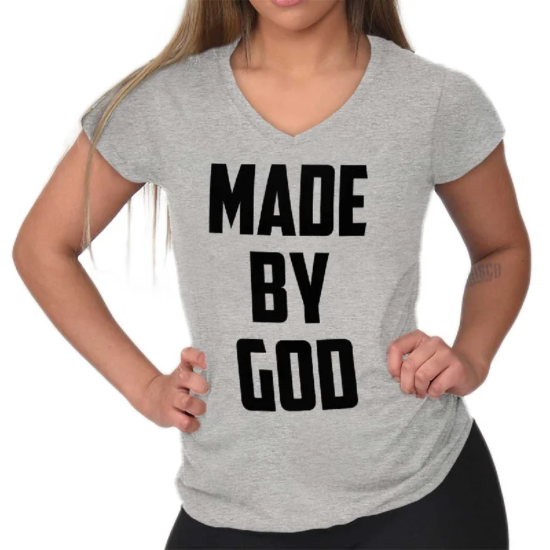 Made by God Junior Fit V-Neck T-Shirt Ribbed T-Shirt High Neck Heavyweight