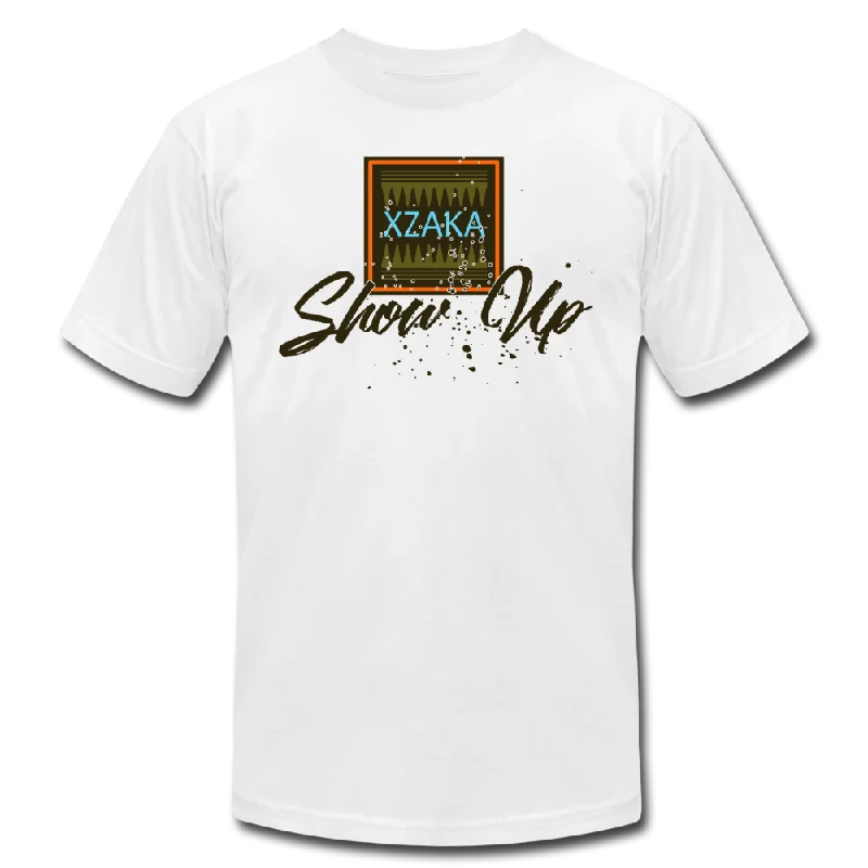 XZAKA Women "Show Up" Motivational T-Shirt - W5167 Spandex Blend Rayon Blend Denim Blend